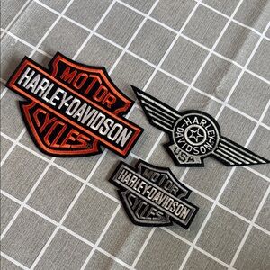 Harley-Davidson Black and Orange Patch Trio